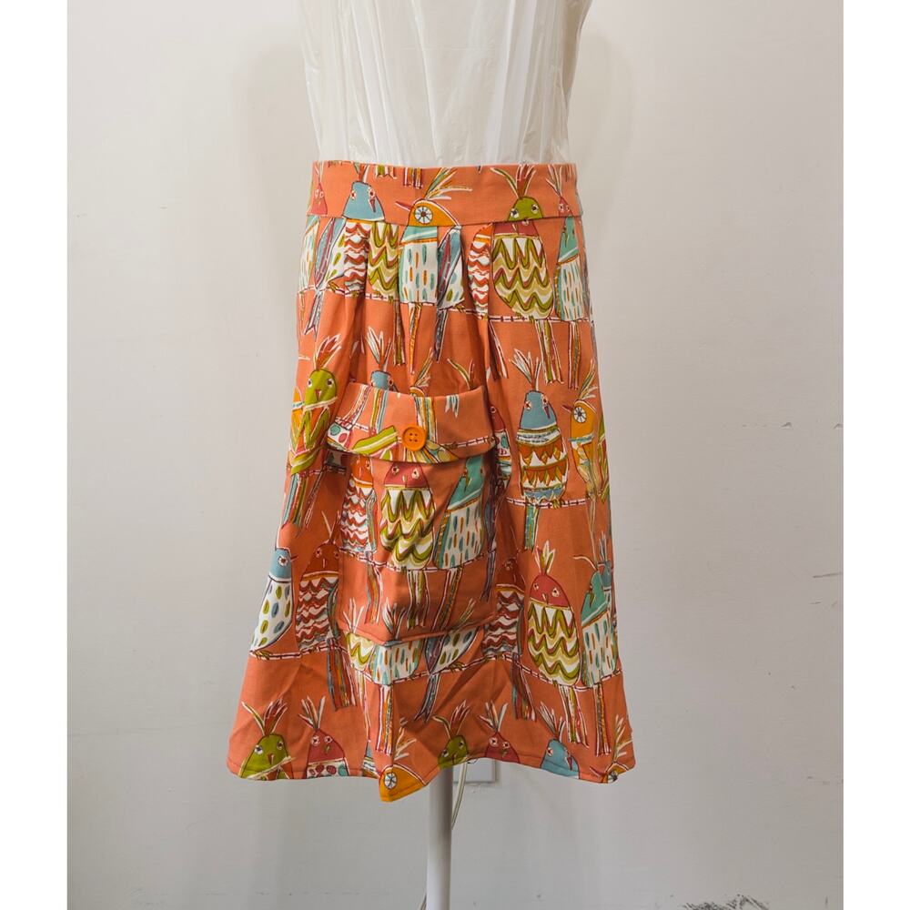 Colorful Bird Print Kitchen Apron Retro Boho Cooking Chef Bib Tie Back Pocket
